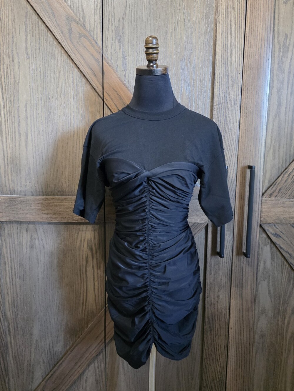 Alexander Wang Black Ruched T-Shirt Mini Dress
